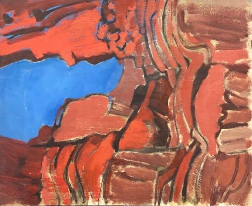 1900-1999 German Modernist Oil Painting Abstract Composition on Canvas