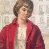 Girl in Red, Impressionist Portrait, Oil Painting, Signed