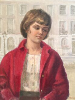 Girl in Red, Impressionist Portrait, Oil Painting, Signed