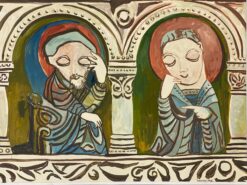 1950's Signed Modernist Painting  -Two Caricature Figures