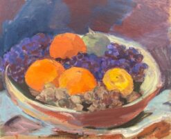 1900-1999 German Modernist Oil Painting Still Life of Fruit in Bowl