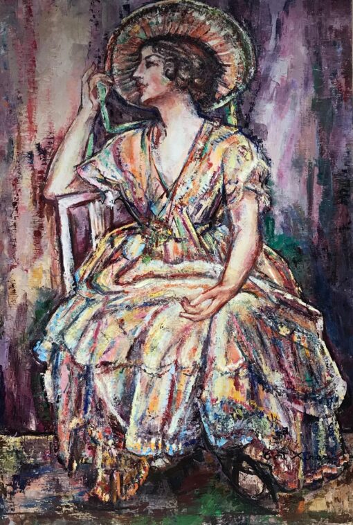 Signed Original Oil Painting - lady in hat