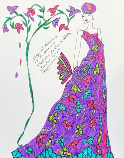 Original Fashion Design Illustration Watercolor Painting Laura Ashley Designer