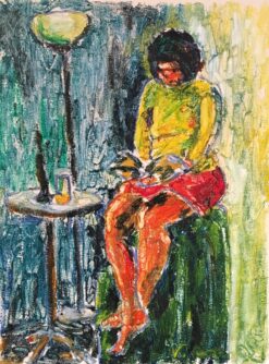 Model Reading, Surrealist Impressionist Oil Painting, Signed