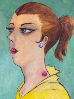 1960's French Portrait Lady Side Profile Caricature