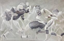 American Soccer Game, Dramatic 1900-1999 Oil Painting, signed 1980's period