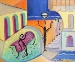 'Femme Assise' Abstract Oil Painting, Signed