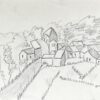 1950's Modernist/ Cubist Painting - Fine Pencil Drawing French Landscape