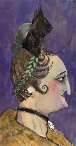 1960's French Portrait Styled Elegant Theatrical Lady Caricature
