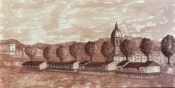 1950's Modernist/ Cubist Painting - Sepia French Landscape