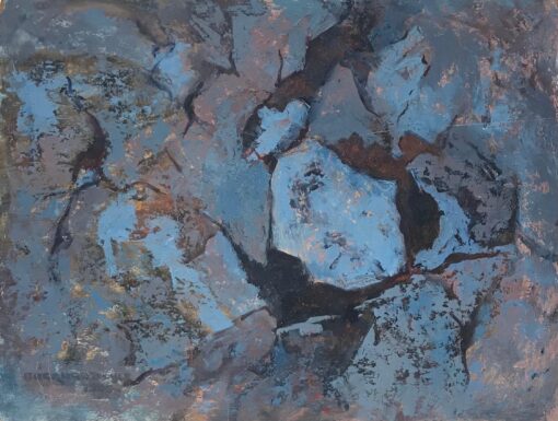 BARBARA DOYLE 1970's MODERN BRITISH OIL PAINTING - Blue Abstract