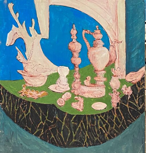 1950's French Modernist/ Cubist Painting - Wacky Interior Scene