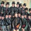 Victorian School Boys in Top Hats, Signed Original Huge Oil Painting