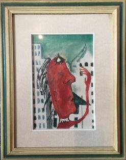 Abstract Portrait, Red Colour, Stylised, Glazed Frame