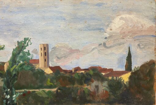 French Vintage Oil Painting View over old town