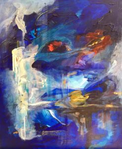 Blue World, Abstract Oil Painting, Signed
