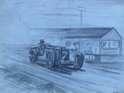 Original 1930's Vintage Motor Car Racing Original Drawing Signed Dated