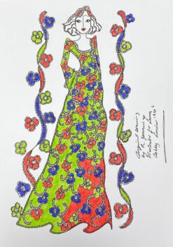 Original Fashion Design Illustration Watercolor Painting Laura Ashley Designer