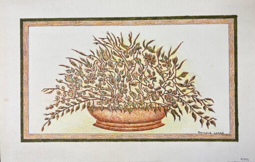 1950's Modernist/ Cubist Painting - Wild Plants In Plant Bowl