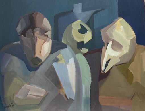 French Surrealist Oil Painting Abstract Figurative Scene