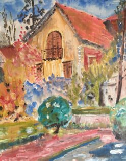 Pretty French Balcony, Floral Landscape, Original Oil Painting