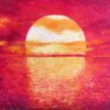 Red Sky, Impressionist Landscape, Signed Oil Painting