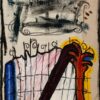 Neo Expressionist Huge French Abstract Oil Painting Color Forms and Movement