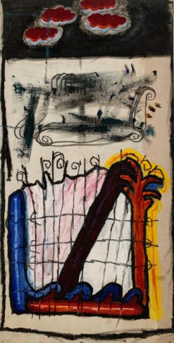 Neo Expressionist Huge French Abstract Oil Painting Color Forms and Movement