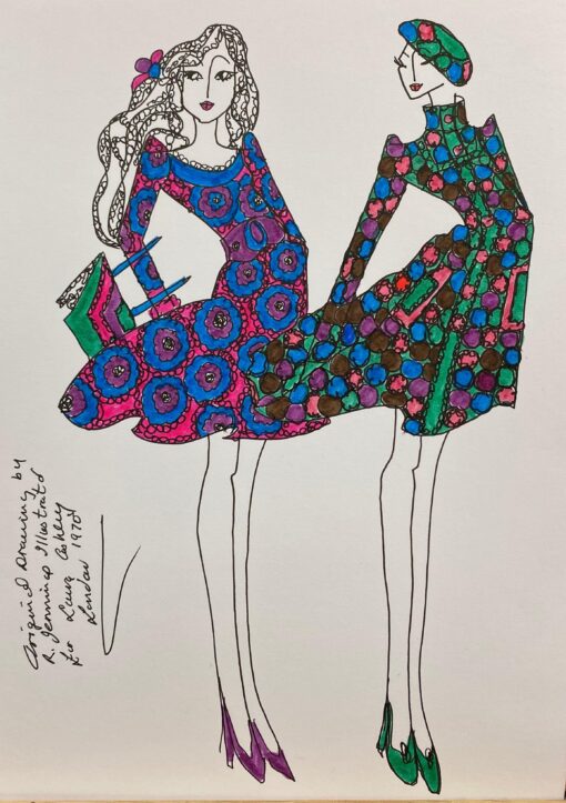 Original Fashion Design Illustration Watercolor Painting Laura Ashley Designer
