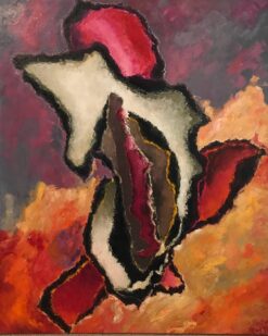 Large French Abstract Oil Painting Autumnal Colors