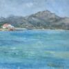 Vintage British Impressionist Oil Painting Tiny House on Coastal Seascape