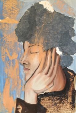 Elegant Portrait, Side Profile, Mixed Medium Painting, French Artist