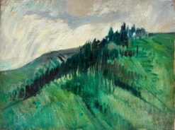 1950's French Expressionist Oil Green Woodland Forest Landscape Oil on Canvas