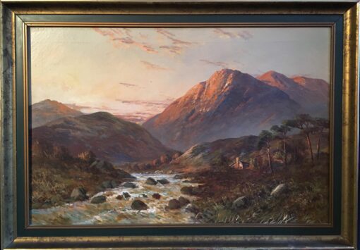 Sunset over Scottish Highlands 'Allan Waters', signed oil painting
