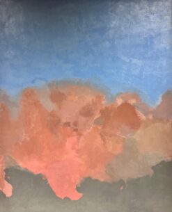 Huge French Modern Abstract Painting - Pink & Blue Clouds Sky