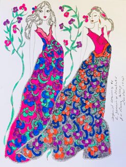 Original Fashion Design Illustration Watercolor Painting Laura Ashley Designer