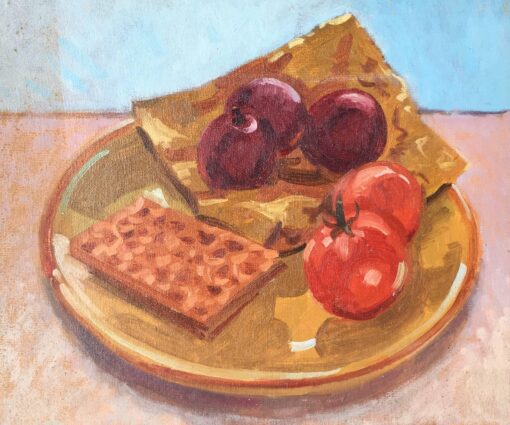 ‘Lunch’ a Still Life Oil Painting by British Artist
