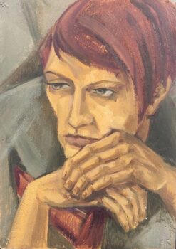 1900-1999 German Modernist Oil Painting, Portrait with Auburn Hair