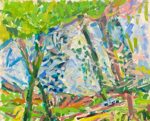 Large French Post Impressionist Oil - Bright River Landscape