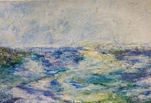 1900-1999 Original French Expressionist Oil Painting Blue Purple Landscape