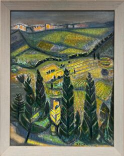 1900-1999 French Modernist Signed Oil Provence Landscape, framed