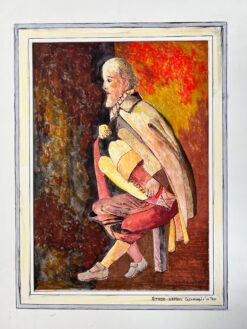 1950's Modernist/ Cubist Painting - Figure Playing The Accordion