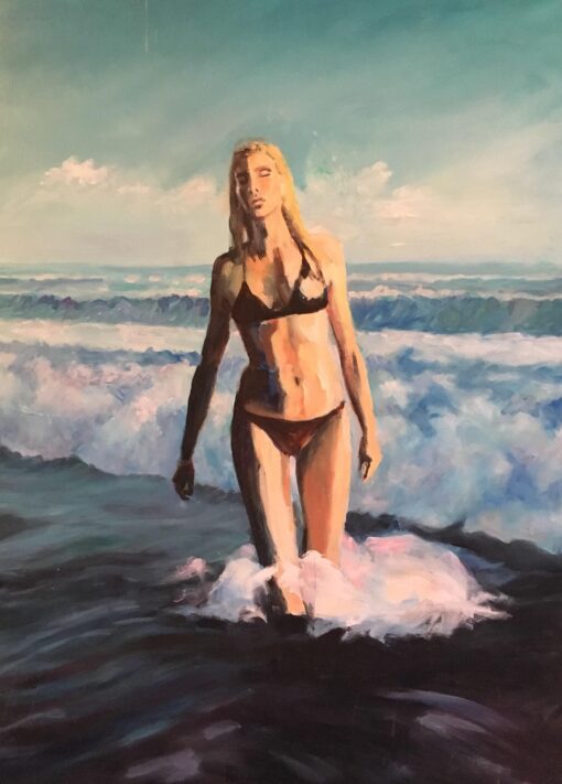 Blonde Bather, Impressionist Portrait, Original Oil Painting