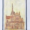 1950's Modernist/ Cubist Painting - French Cathedral