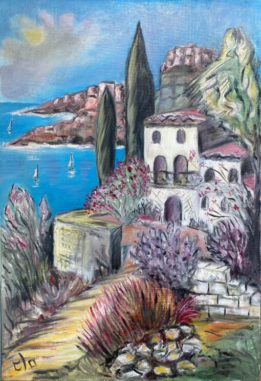 Provence Cote d'Azur, Colorful French Modernist 1900-1999 Oil Painting