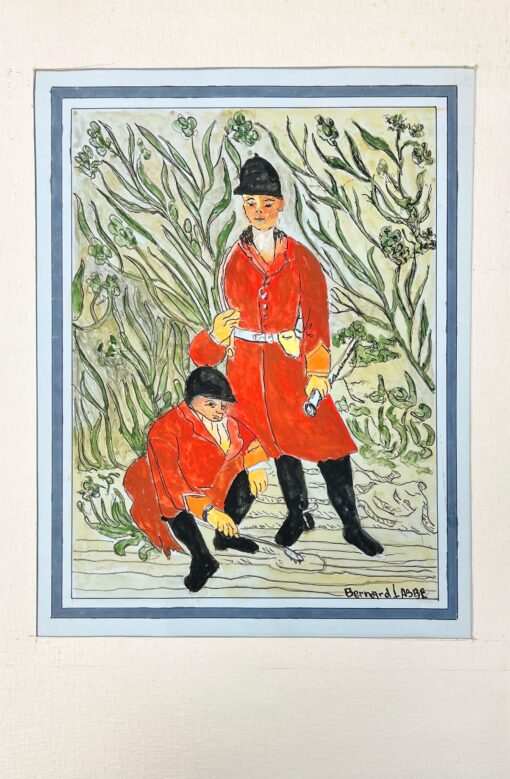 1950's Modernist/ Cubist Painting - Two Hunts Men