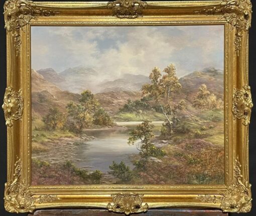 Prudence Turner (b.1930) Large Signed Oil- Scottish Highlands Loch & Mountains