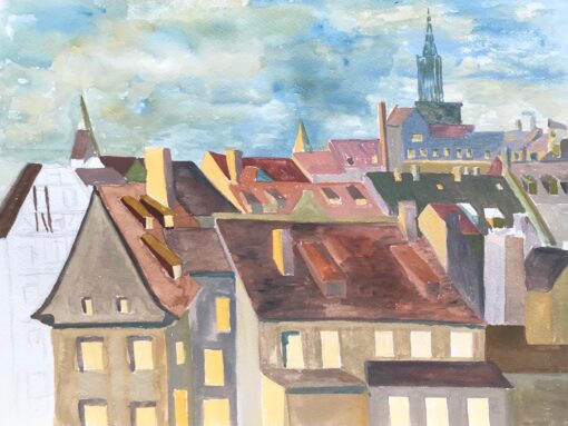 1950's Modernist/ Cubist Painting - French Landscape