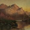 Fine Antique Scottish Highlands Oil Painting Sunset over the Loch, signed, dated
