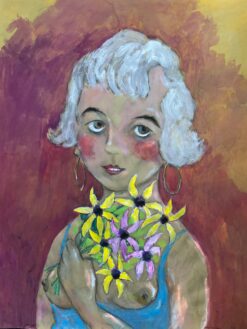 1960's French Portrait Flower Girl Caricature